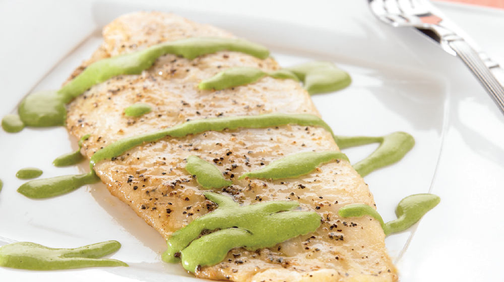 Filetes de pescado con crema verde