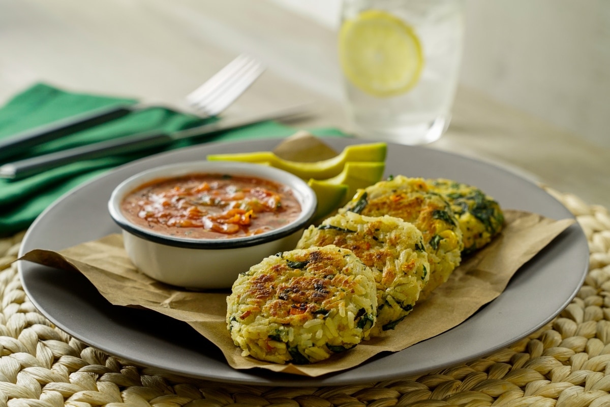 Tortitas de arroz y espinacas