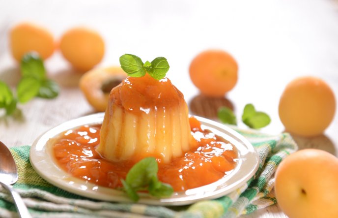 Flan de durazno con leche condensada